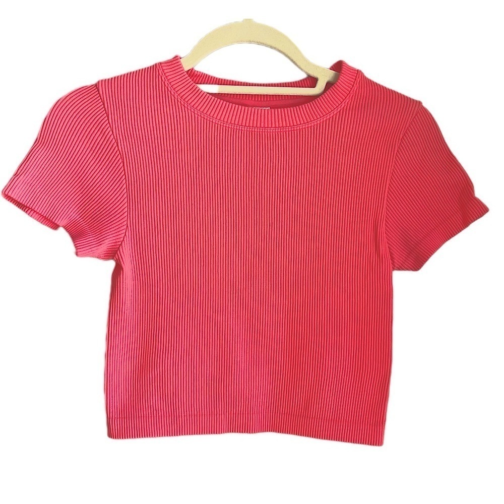 JoyLab Coral Ribbed Crop Work Out Top in Women's Size Small athletic